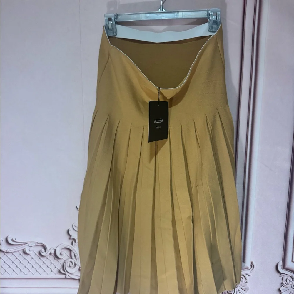 Aleeza Paris Pleated Wonder Skirt In Nugget Carmel Color XL 25 Long Stretch New - Picture 5 of 7